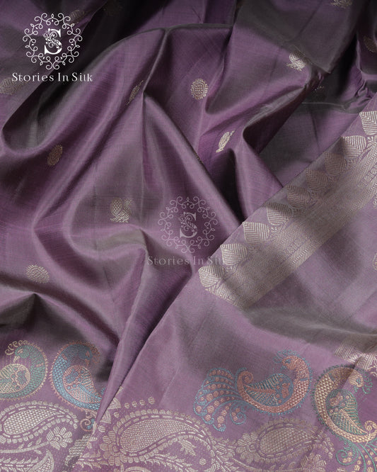Dusky Mauve Heritage Silk Saree - SSK0026
