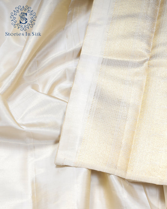Soft Ivory Glow Silk Saree - SSK0003