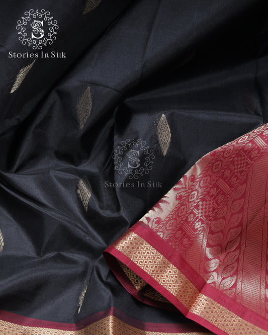 Charcoal Black Silk Saree - SSK0108