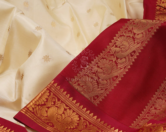 Classic Ivory Zari Butta Korvai - SS210