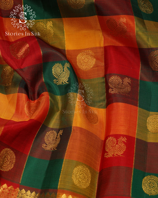 Rangoli Checks Pure Silk Saree - APS008