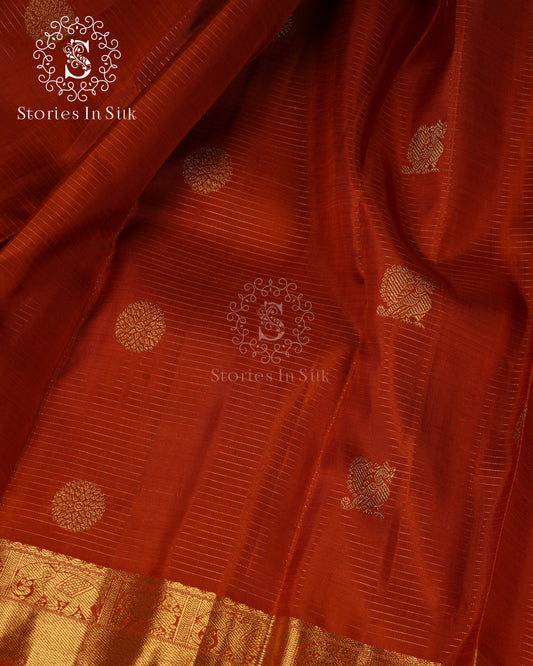 Terracotta Glow Pure Zari Kanjivaram Saree - SS176