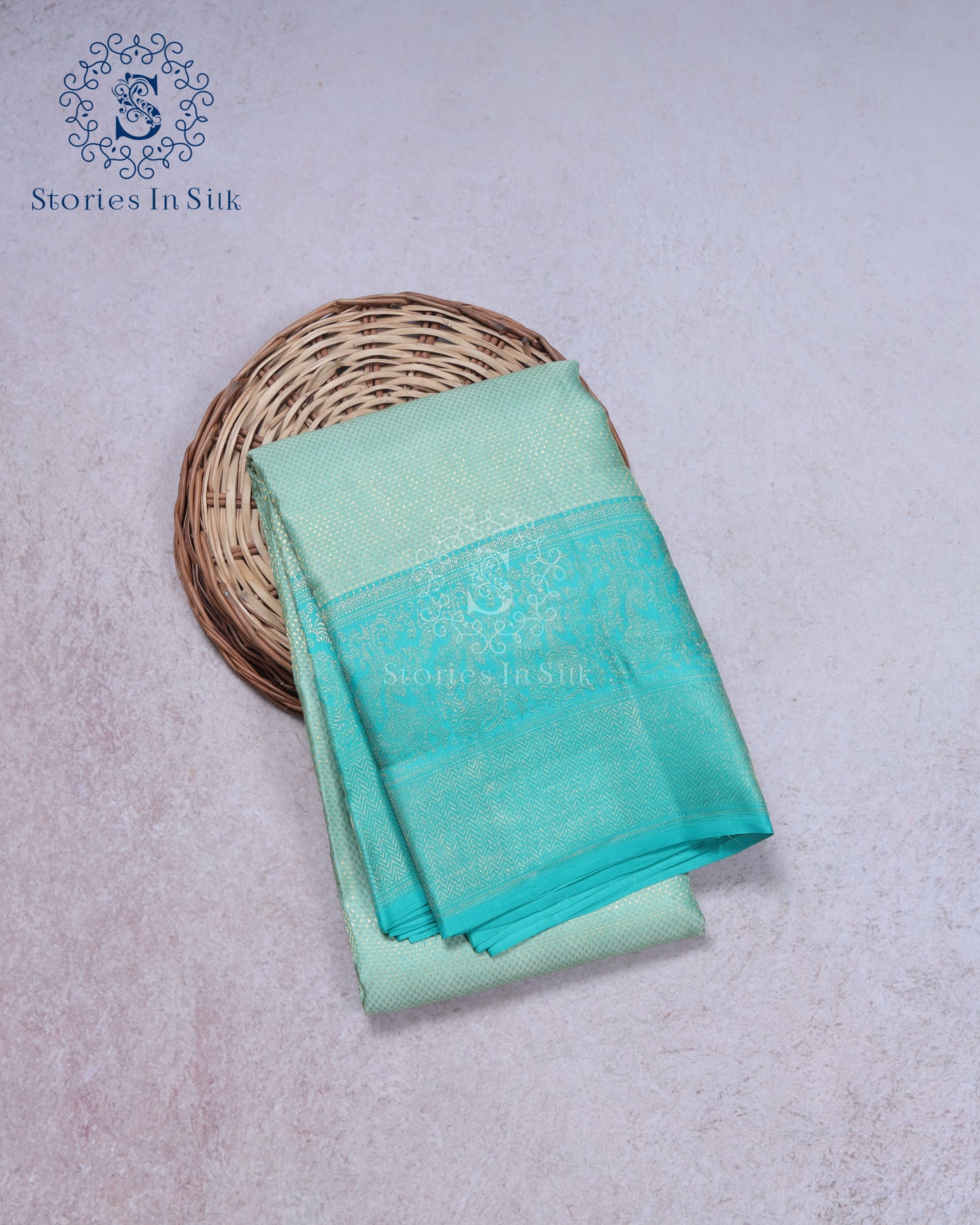 Aqua Teal Woven Silk Saree - SSK0044