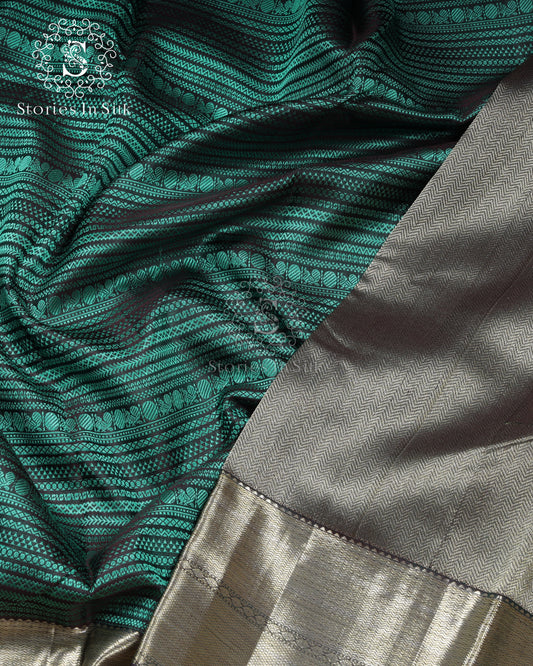 Emerald Stripe Silk Saree - SSK0033