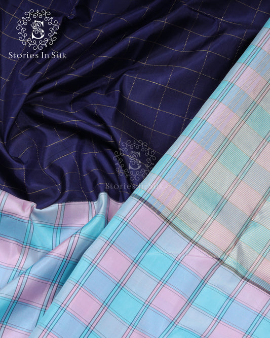 Pastel Check Silk Saree - SSK0008