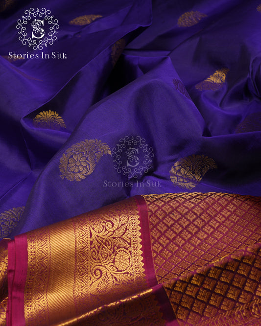 Royal Violet Pure Silk Kanjivaram Saree - SS224