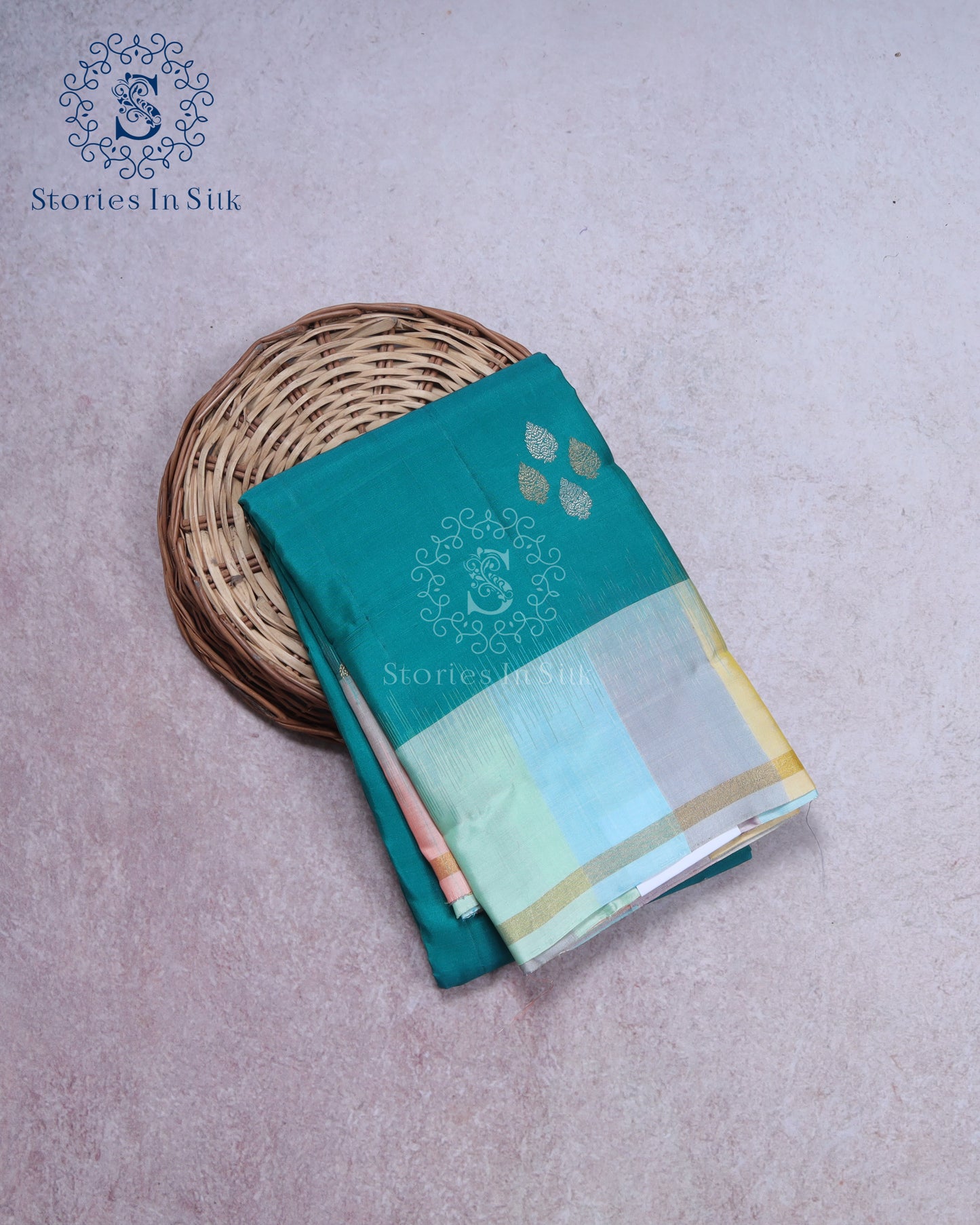 Teal Pastel Harmony Silk Saree - SSK0068