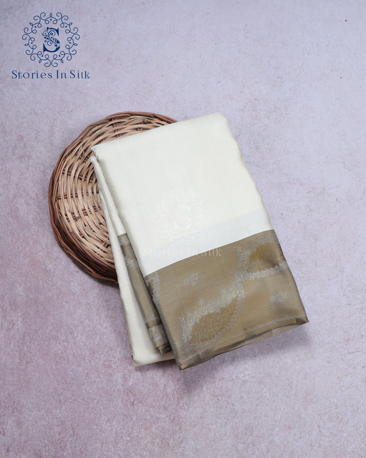 Ivory Gold Classic Silk Saree - SSK0053