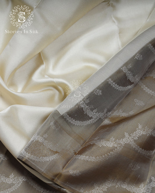 Ivory Gold Classic Silk Saree - SSK0053