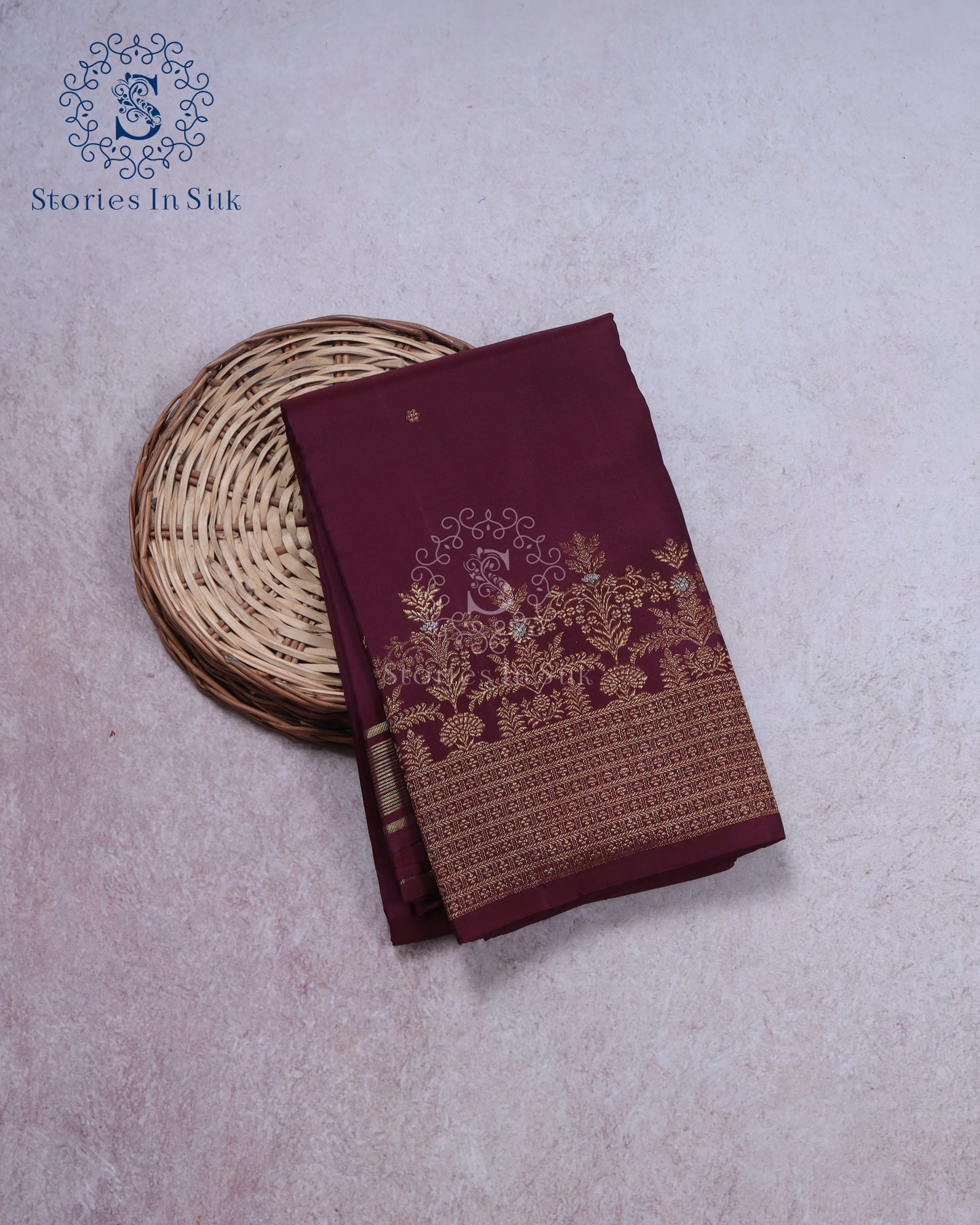 Wine Blossom Silk Saree - SSK0052