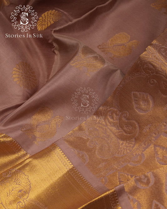 Champagne Elegance Vintage Silk Saree - SS171