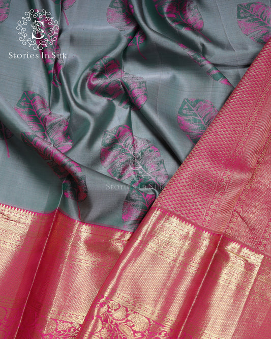 Grey Silk Saree - SSK0016