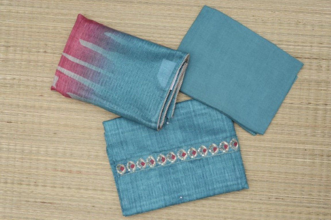 Raw Silk Salwar Suit – Elegant Zari & Thread Embroidery - RLS460