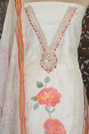 Off-White Suit Material with Floral Print Dupatta