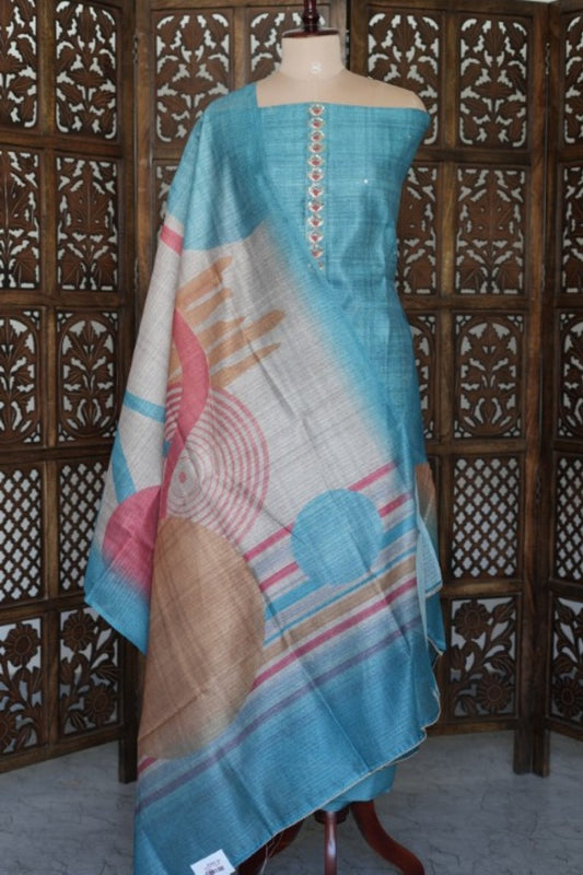 Raw Silk Salwar Suit – Elegant Zari & Thread Embroidery - RLS460