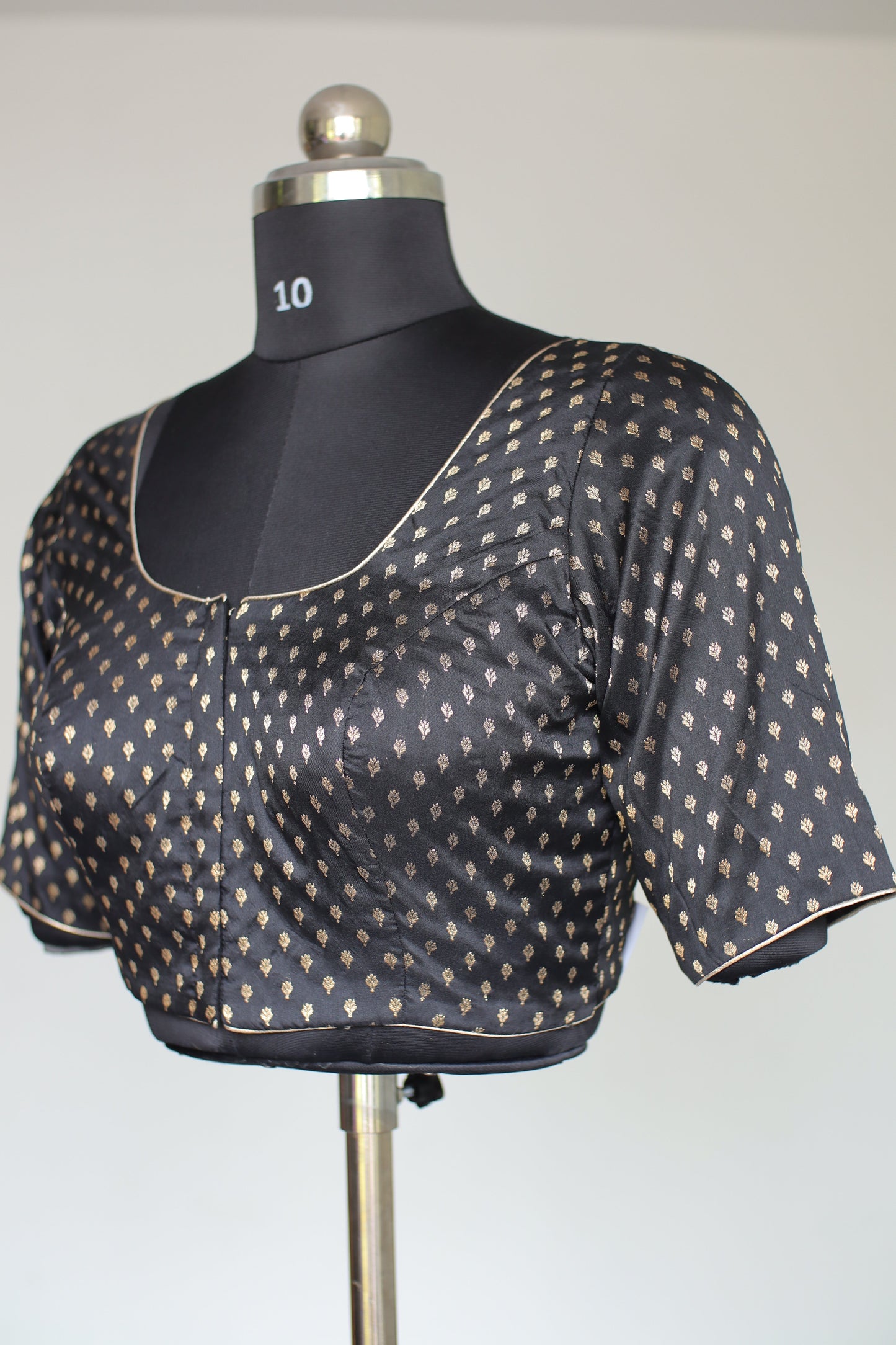 Black and Gold Patterned Ready-to-Wear Blouse
