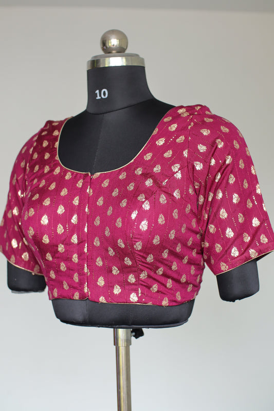 Maroon Woven Ready-to-Wear Blouse