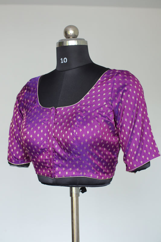 Purple Brocade Half-Sleeve Ready to wear blouse