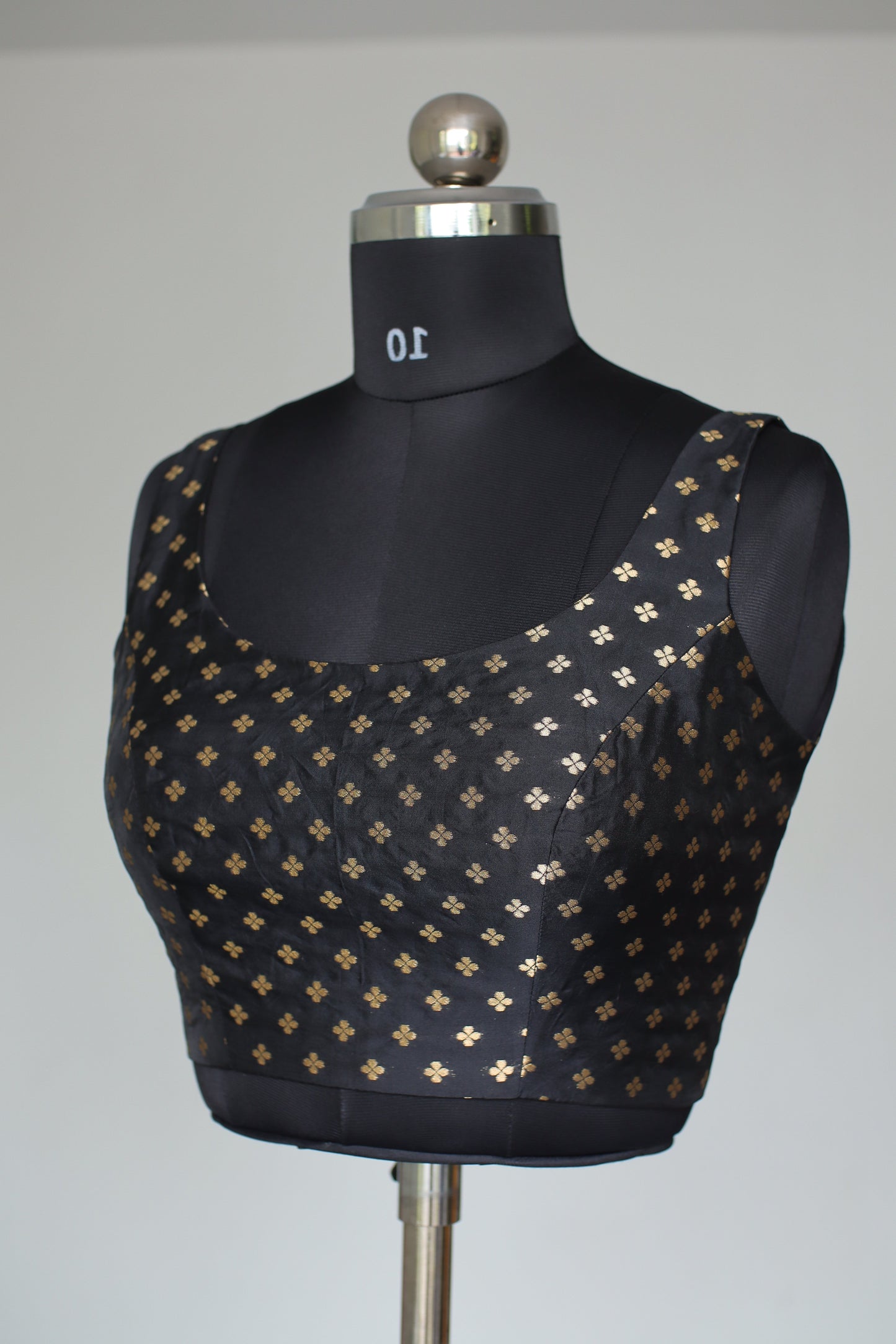 Black & Gold Motif Sleeveless Ready to wear blouse