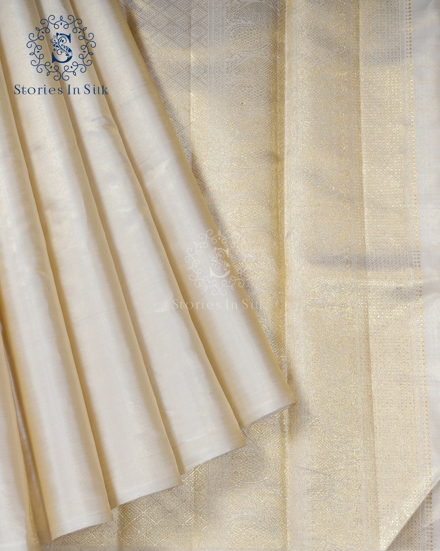 Soft Ivory Glow Silk Saree - SSK0003