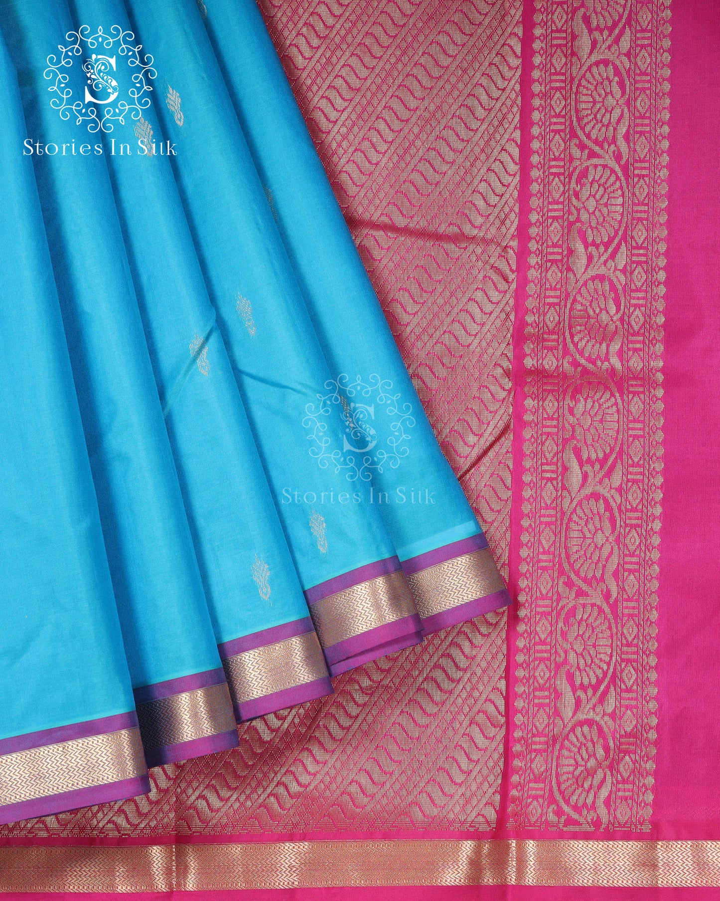 Lagoon Blue Silk Saree - SSK0063