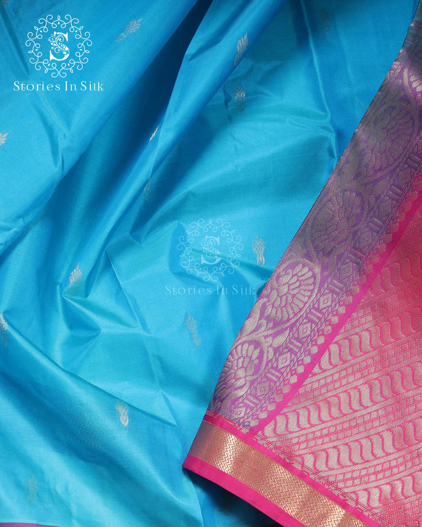 Lagoon Blue Silk Saree - SSK0063