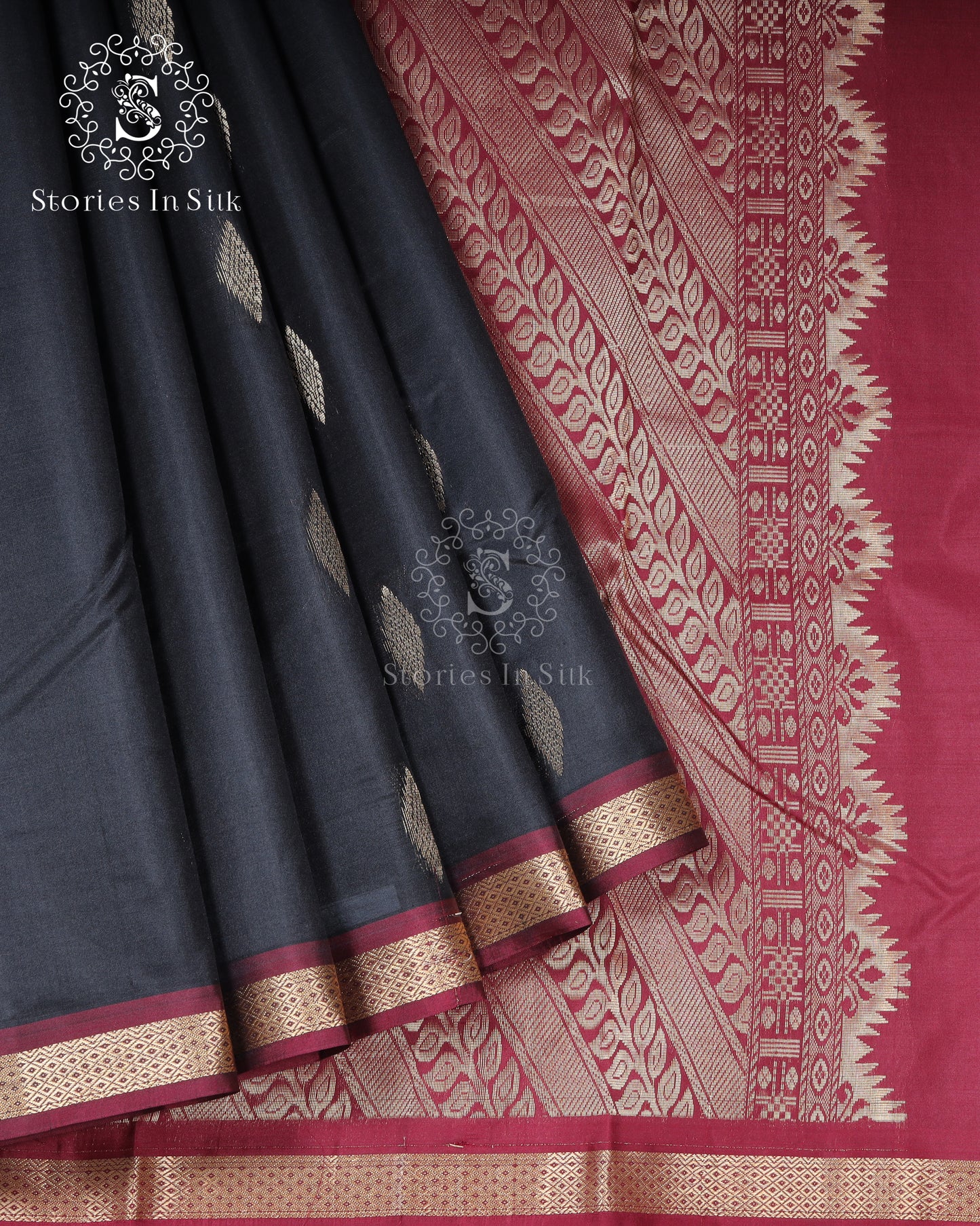 Charcoal Black Silk Saree - SSK0108
