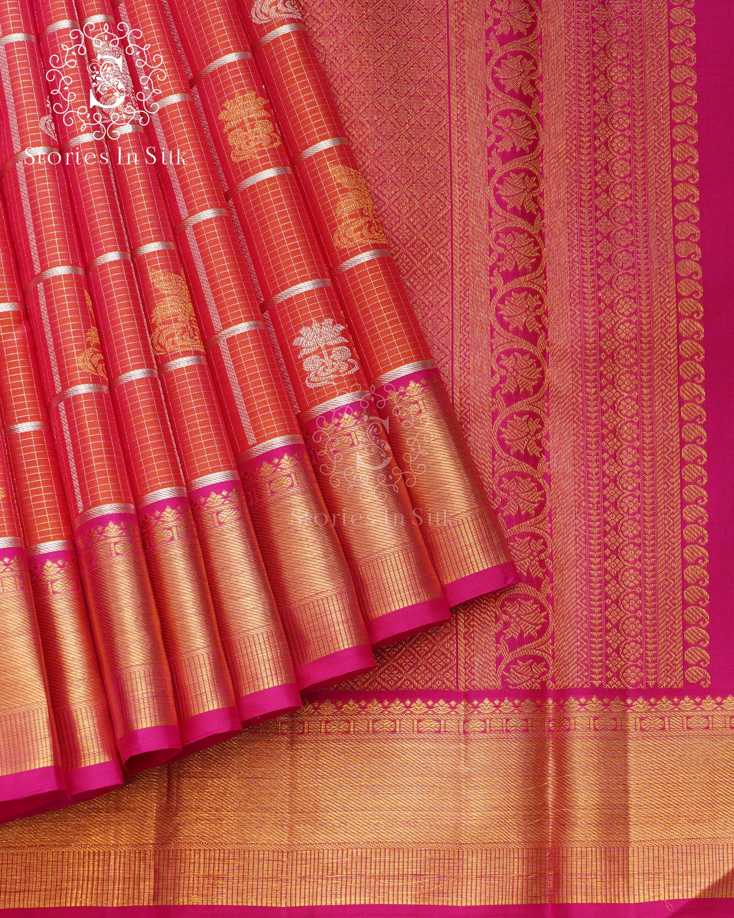 Royal Grid Bridal Kanjivaram Silk Saree - RP00854