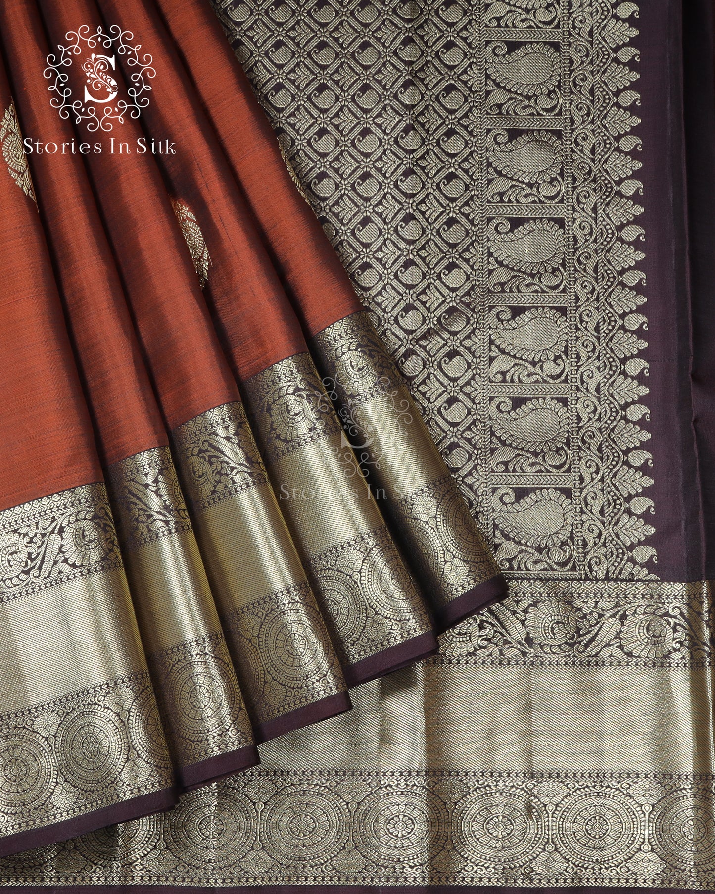 Rust Copper Silk Saree - SSK0051