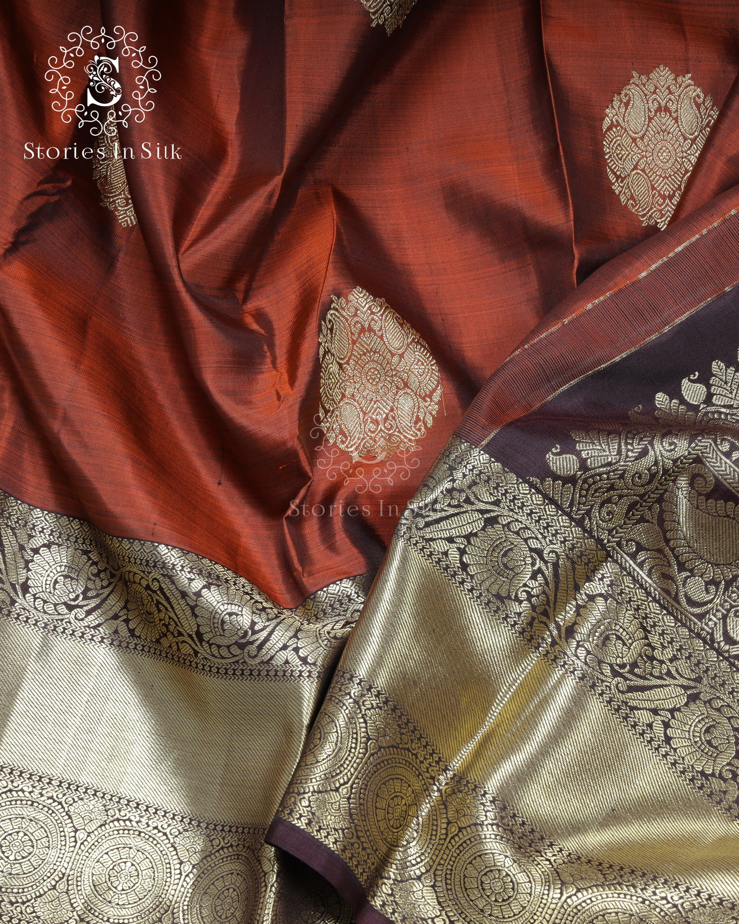 Rust Copper Silk Saree - SSK0051