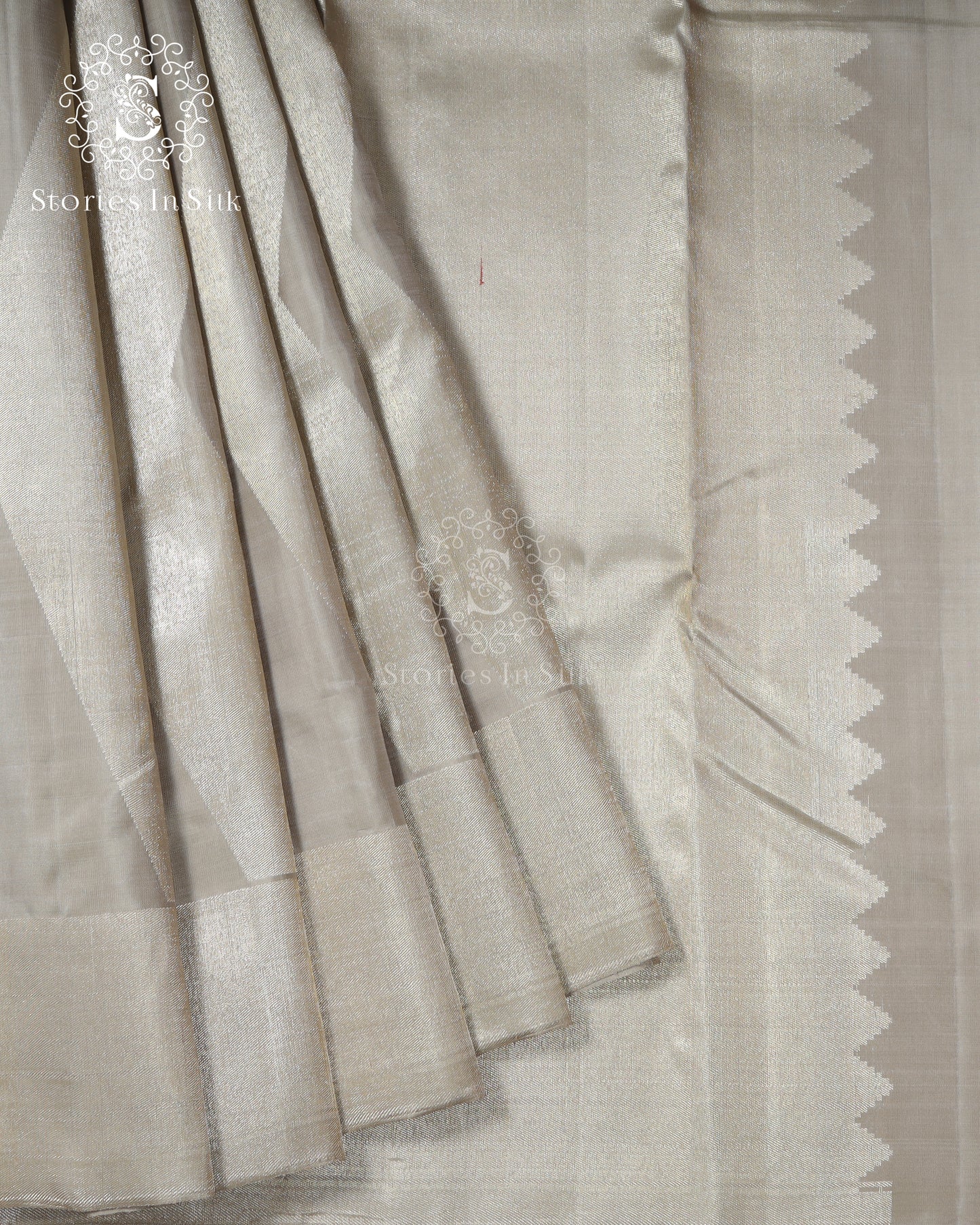 Muted Silver Silk Saree - SSK0019