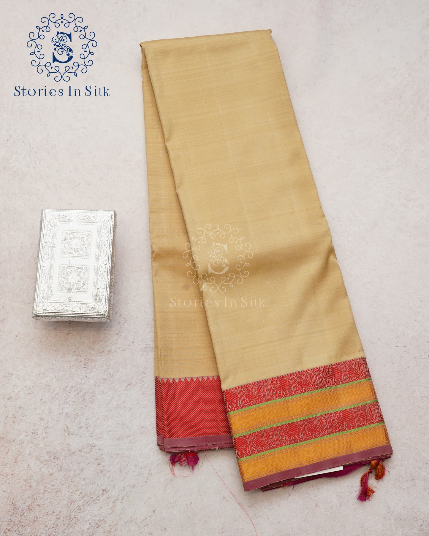 Antique Beige Silk Saree - PSD006