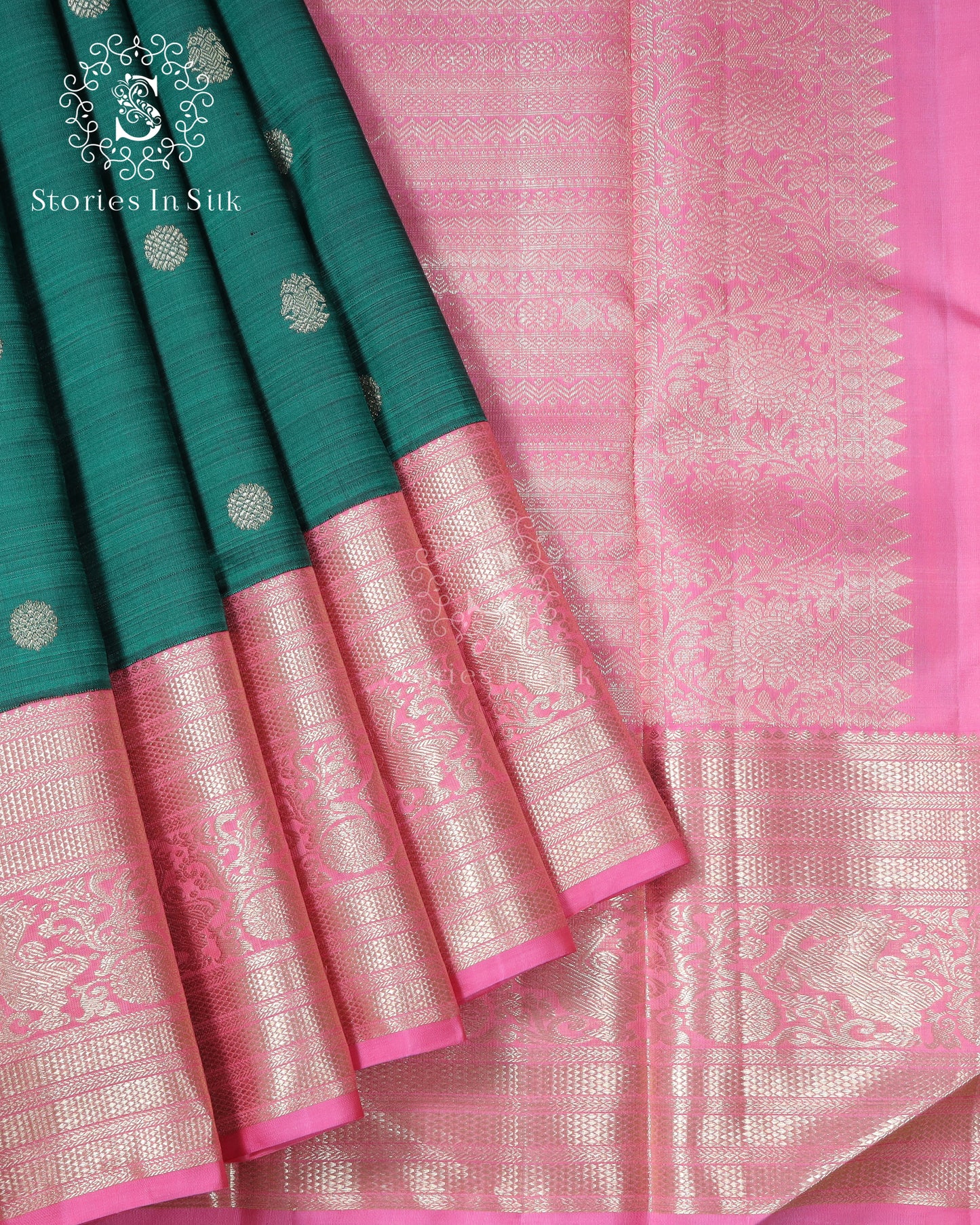 Emerald Pink Contrast Silk Saree - SSK0041