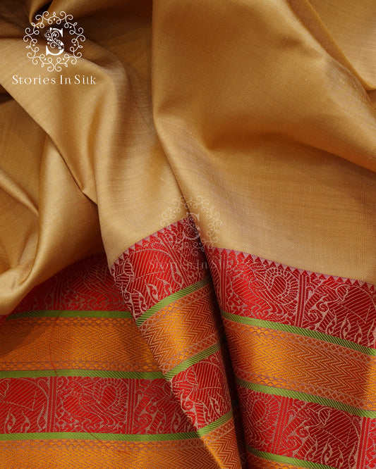 Antique Beige Silk Saree - PSD006