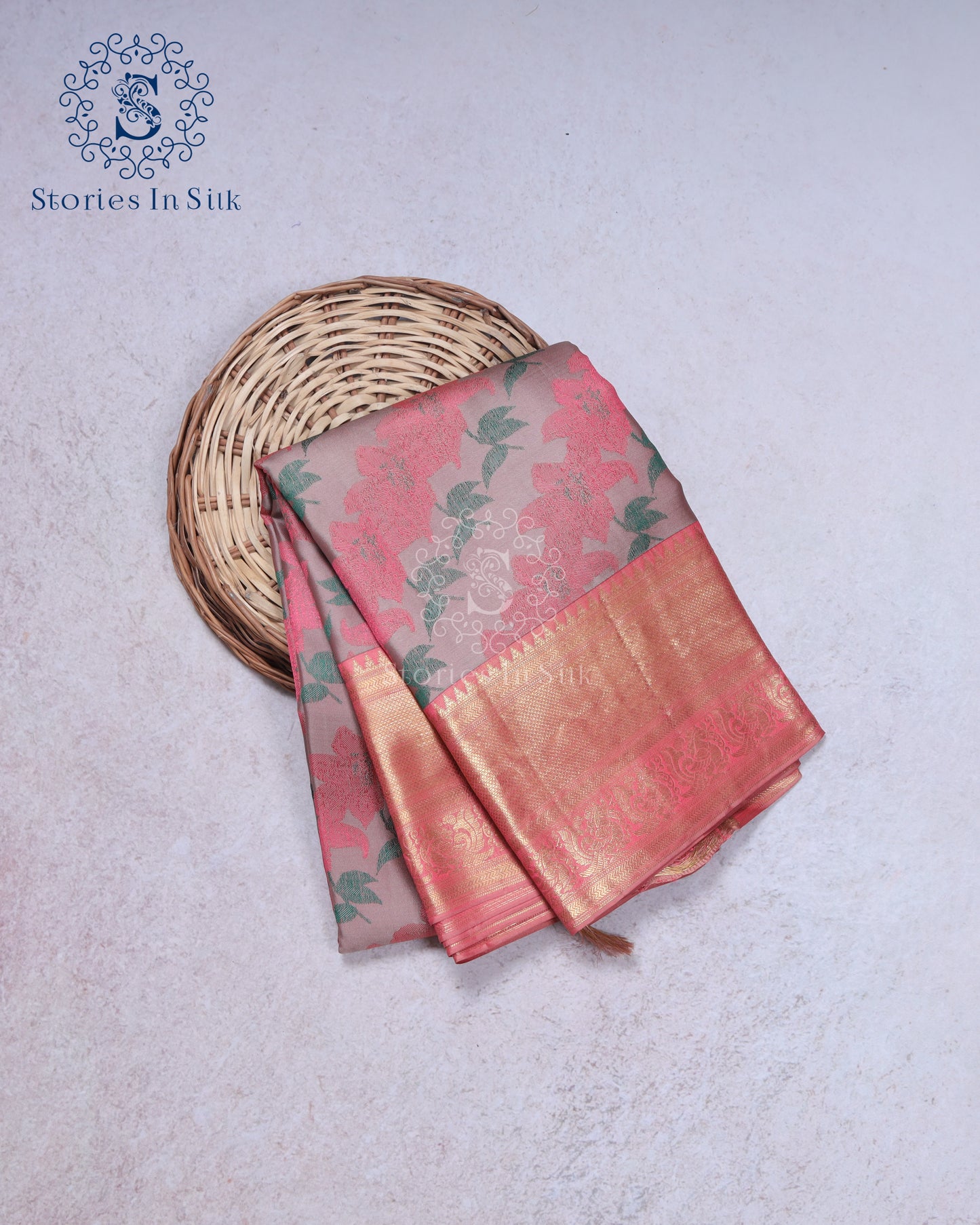 Floral Blush Silk Saree - SSK0017