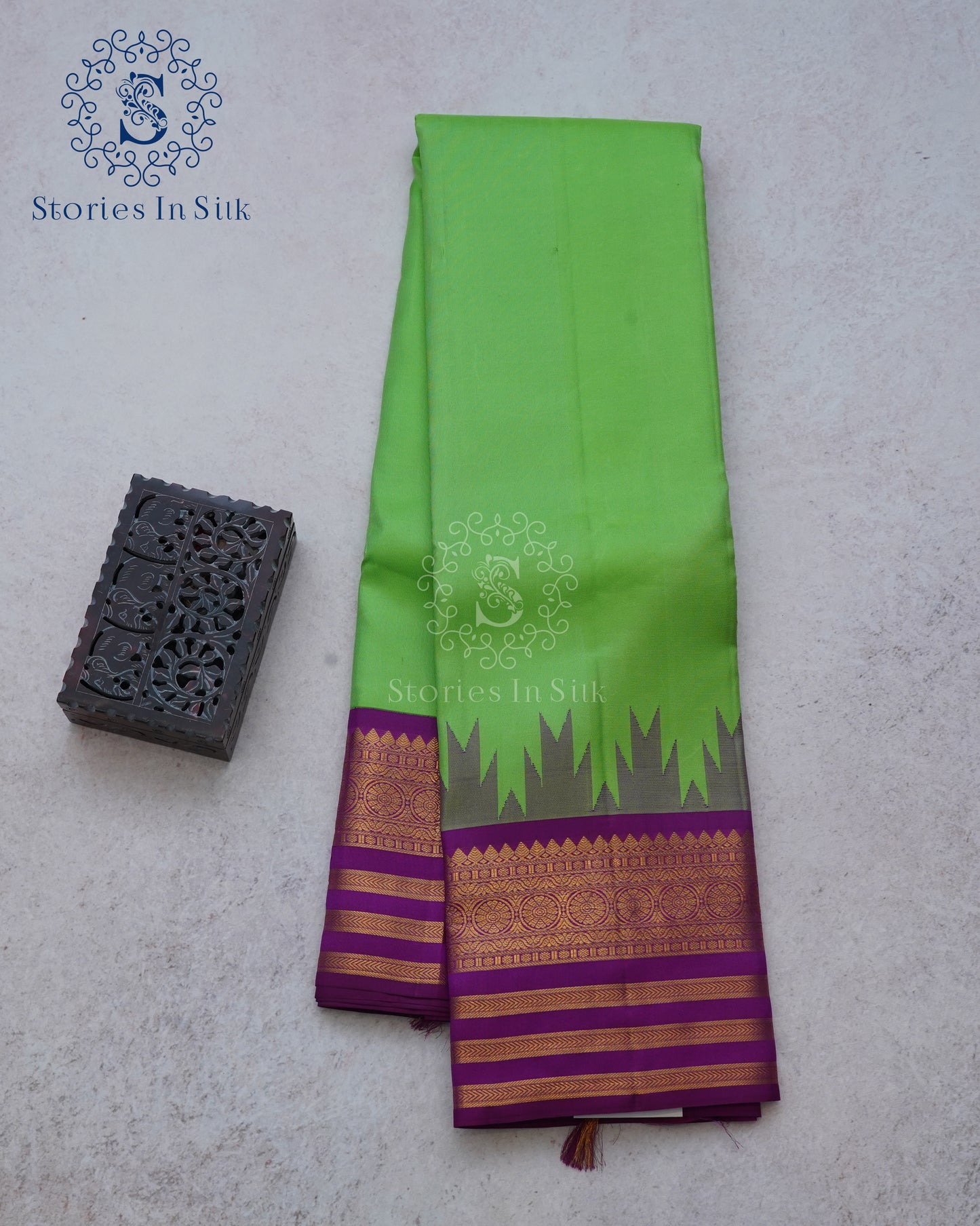 Lime Royale Vintage Silk Saree - TM0000