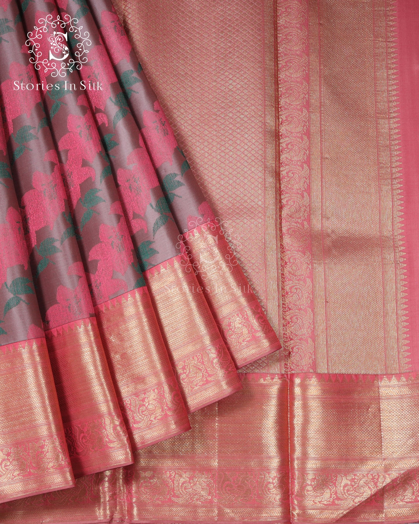Floral Blush Silk Saree - SSK0017