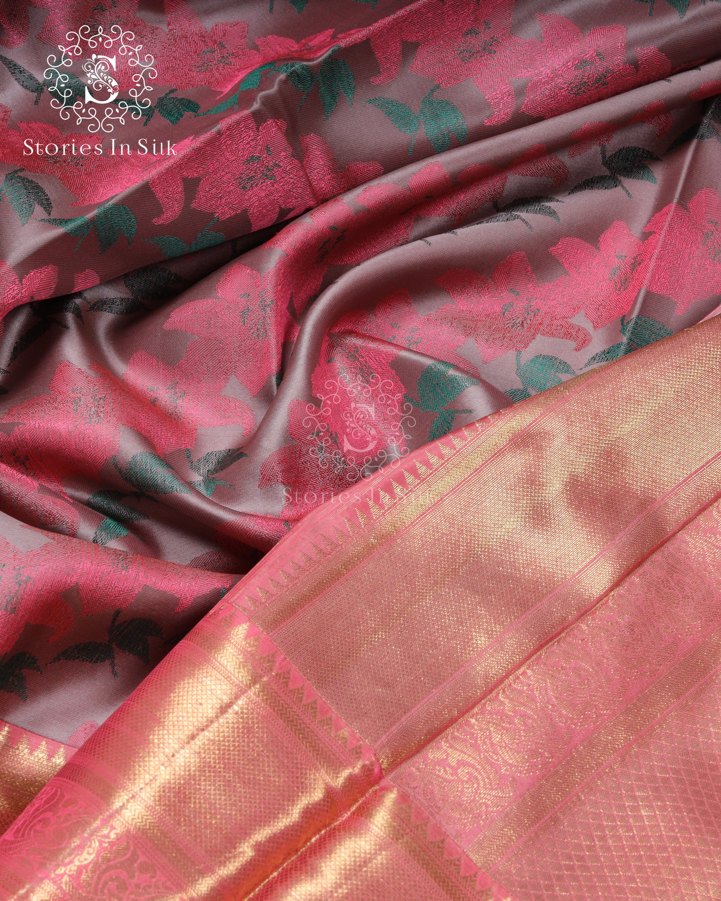 Floral Blush Silk Saree - SSK0017