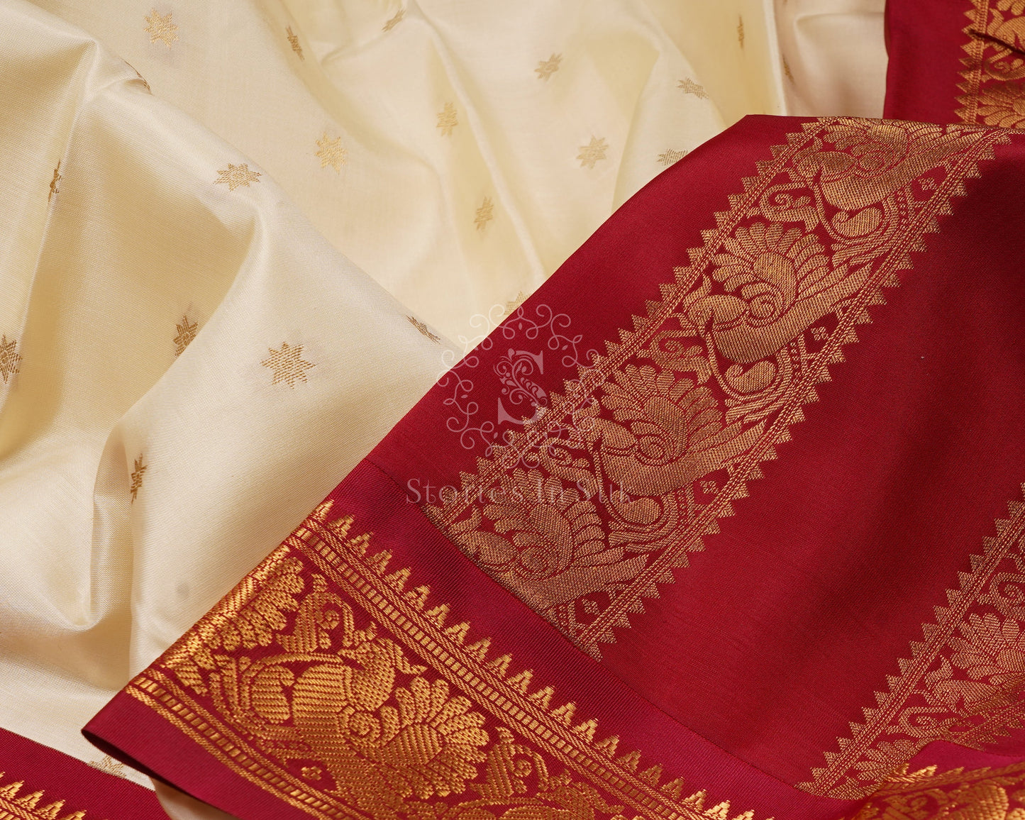 Classic Ivory Zari Butta Korvai - SS210