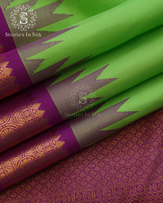 Lime Royale Vintage Silk Saree - TM0000