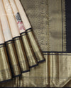 Ivory Black Border Silk Saree - SSK0031