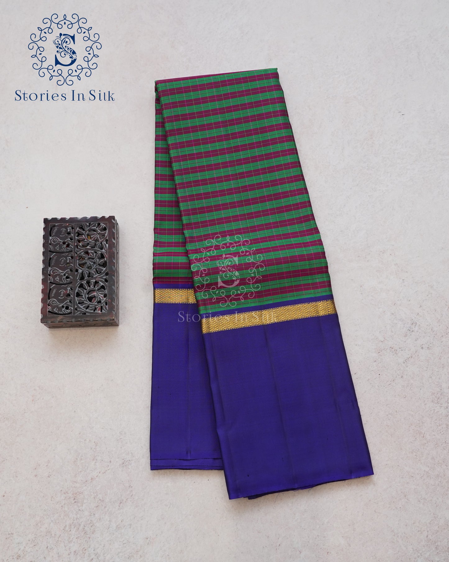 Royal Stripe Checks Pure Silk Saree - PSD004