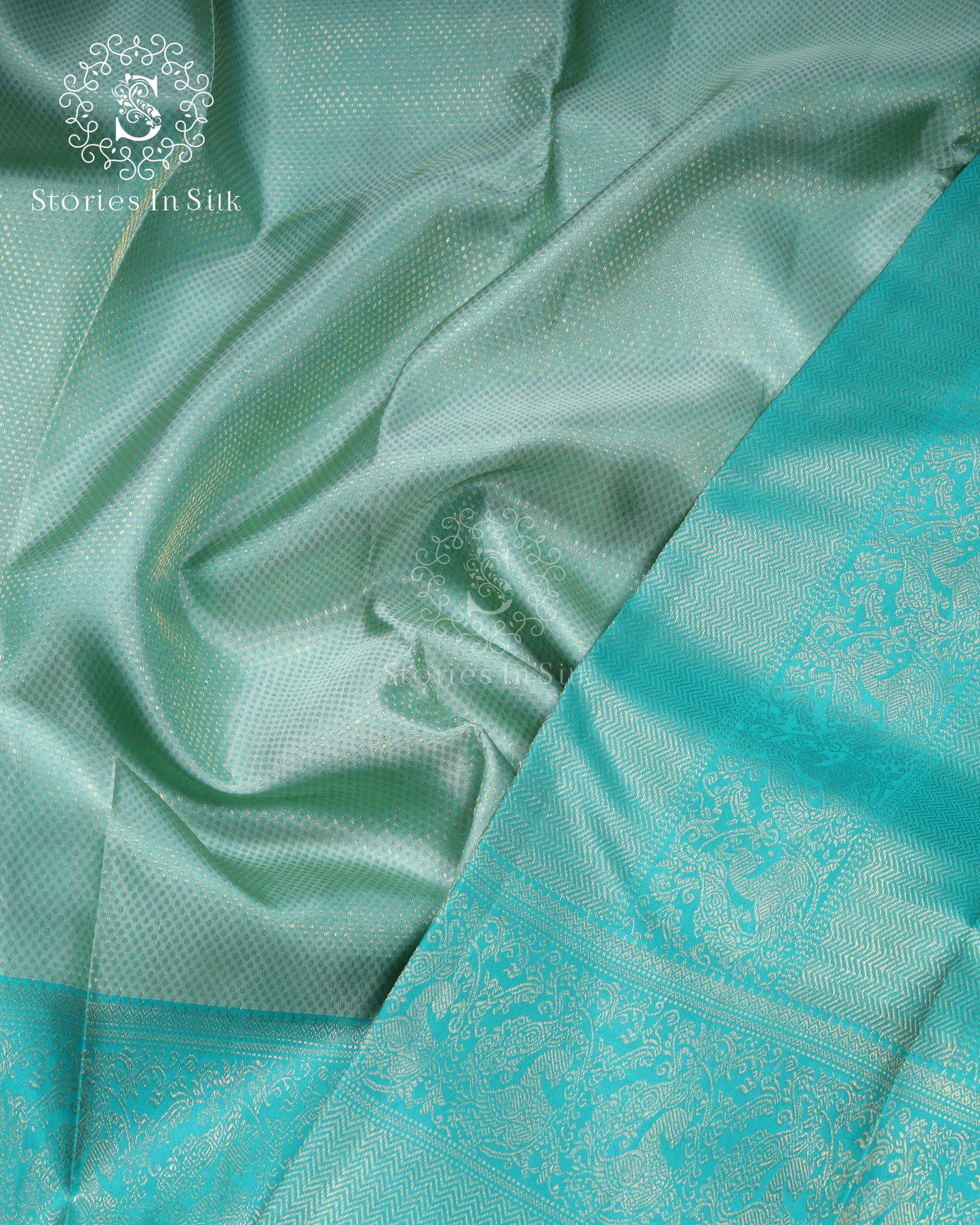 Aqua Teal Woven Silk Saree - SSK0044