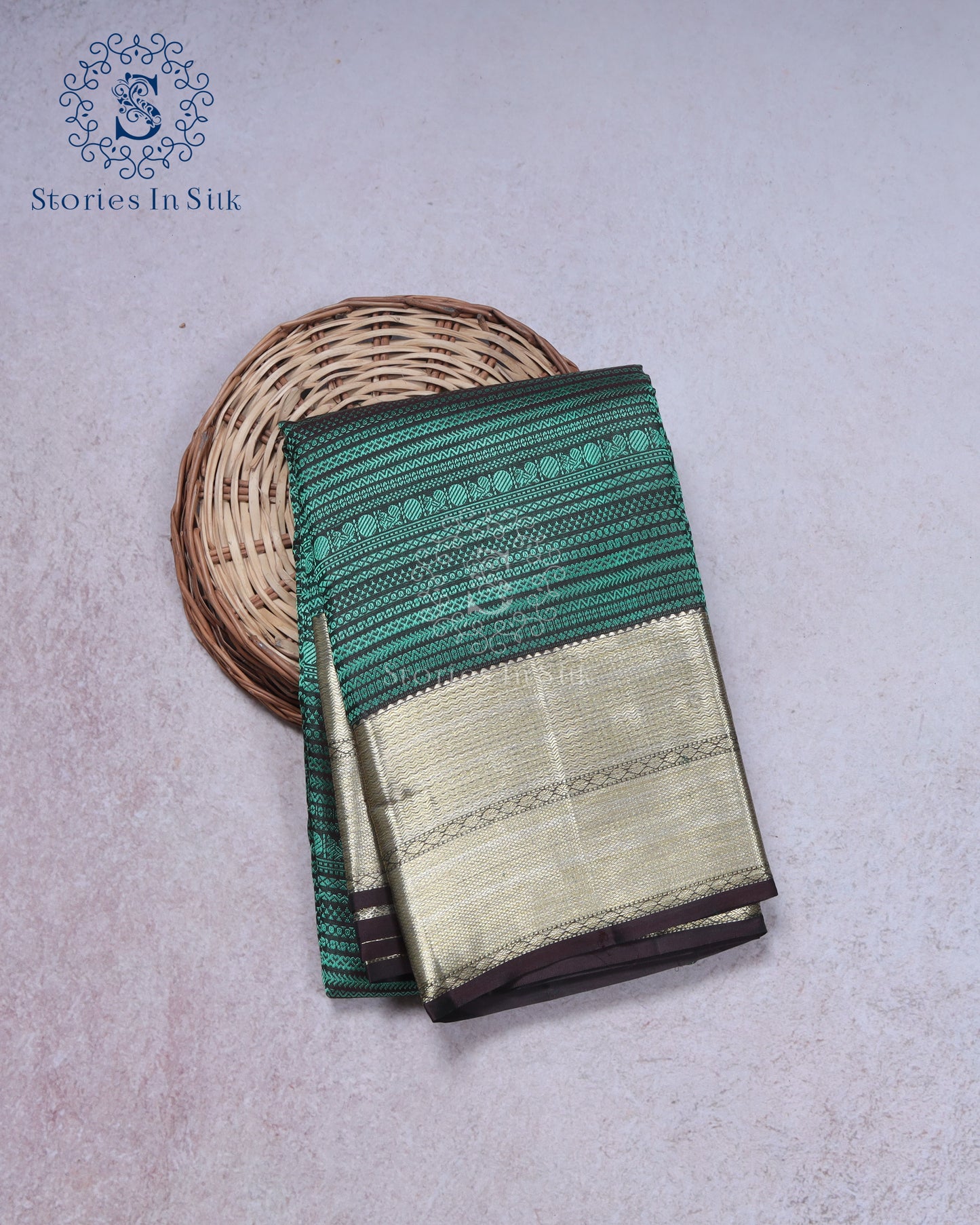 Emerald Stripe Silk Saree - SSK0033