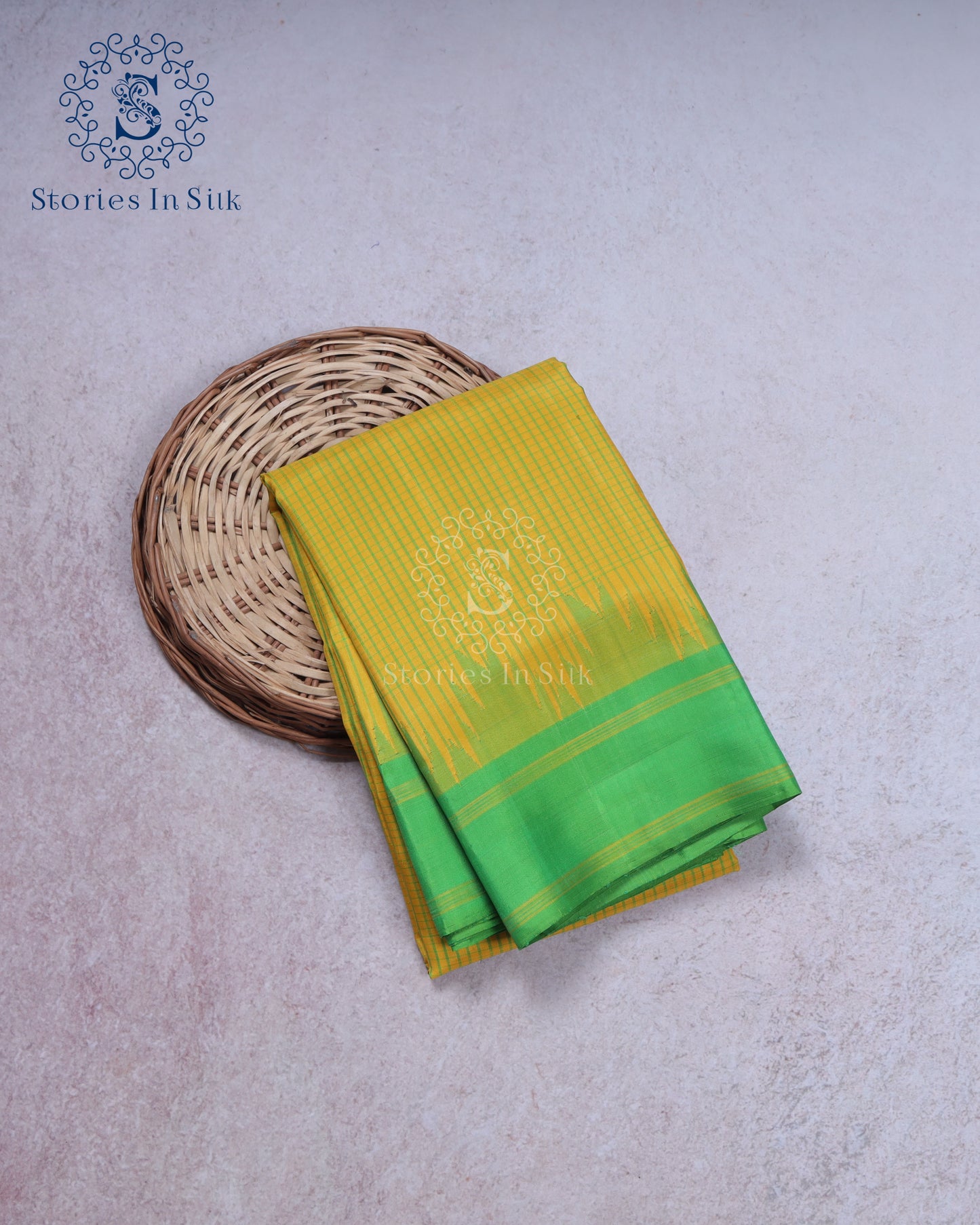 Lime Green Contrast Silk Saree - SSK0012
