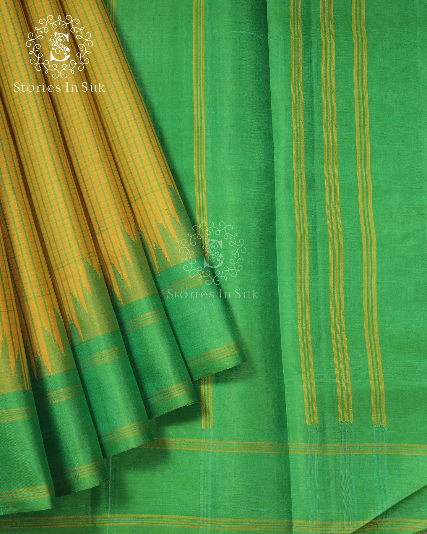 Lime Green Contrast Silk Saree - SSK0012