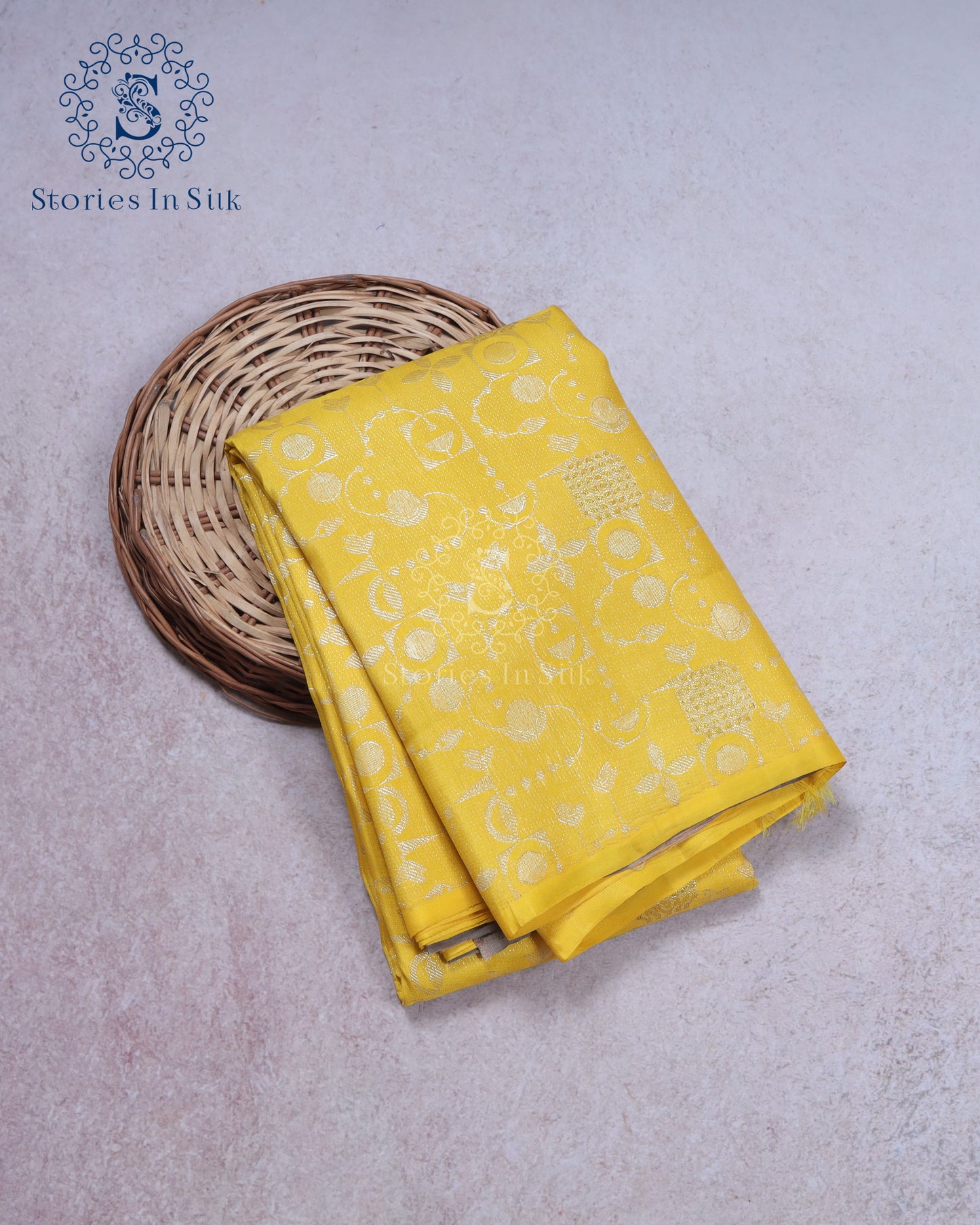Golden Yellow Brocade Silk Saree - SSK0023