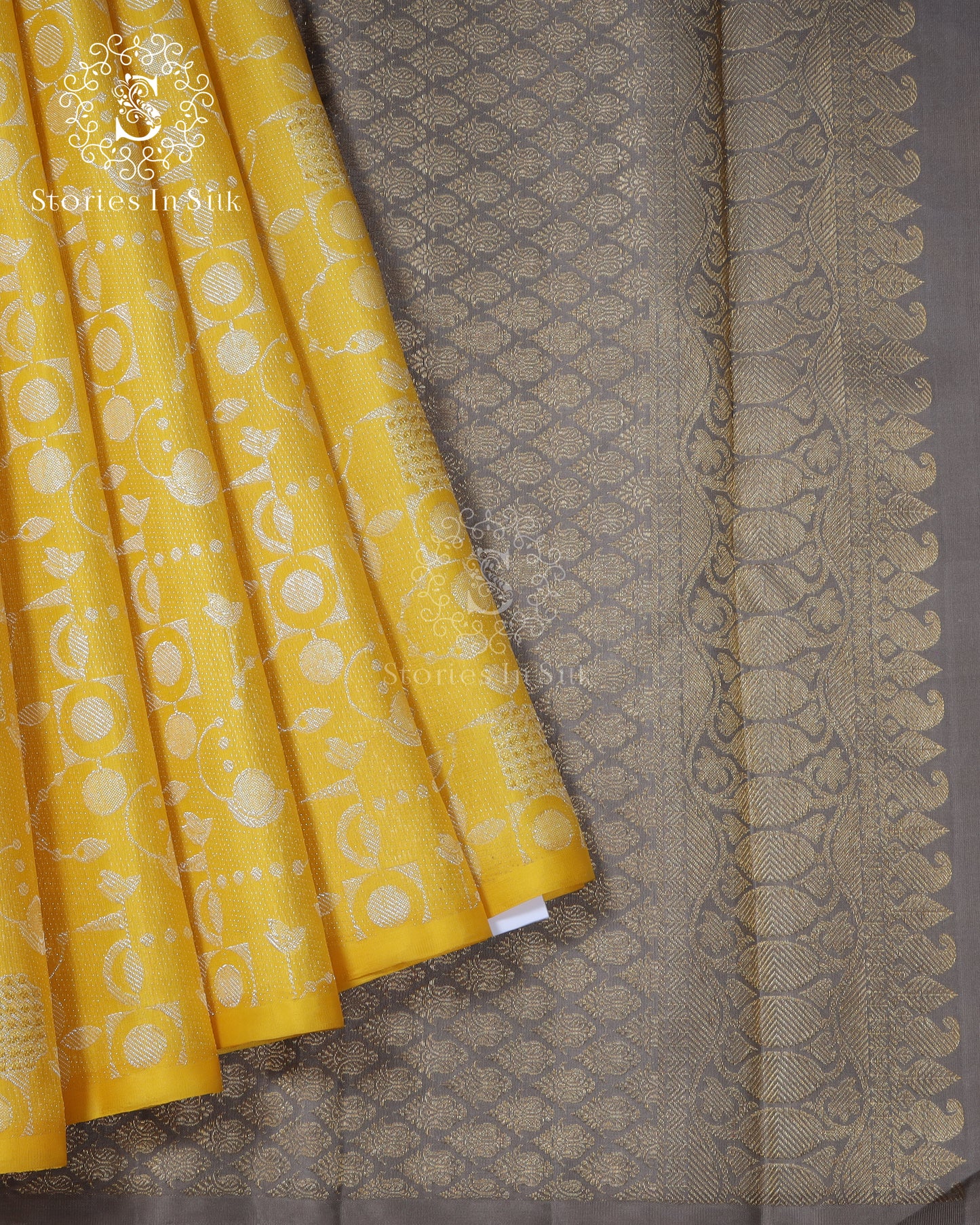 Golden Yellow Brocade Silk Saree - SSK0023