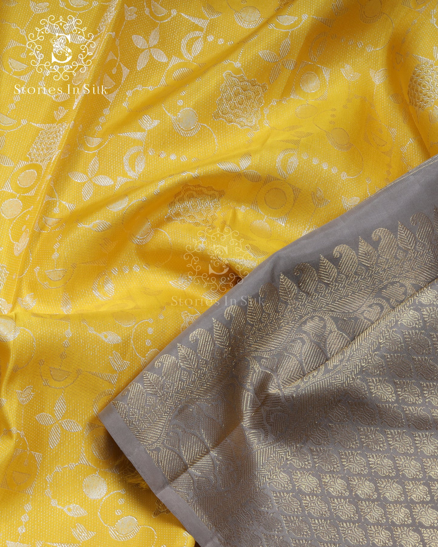 Golden Yellow Brocade Silk Saree - SSK0023
