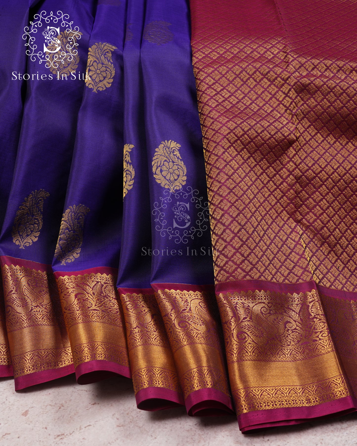 Royal Violet Pure Silk Kanjivaram Saree - SS224